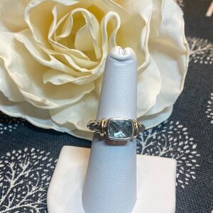 Effy Sterling Silver and 18K Ring with Light Green Gemstone😍Very Pretty!